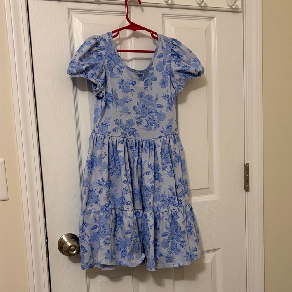 Janie and Jack EVERYDAY Blue Floral Puff-Sleeve Girls' Dress Size 8